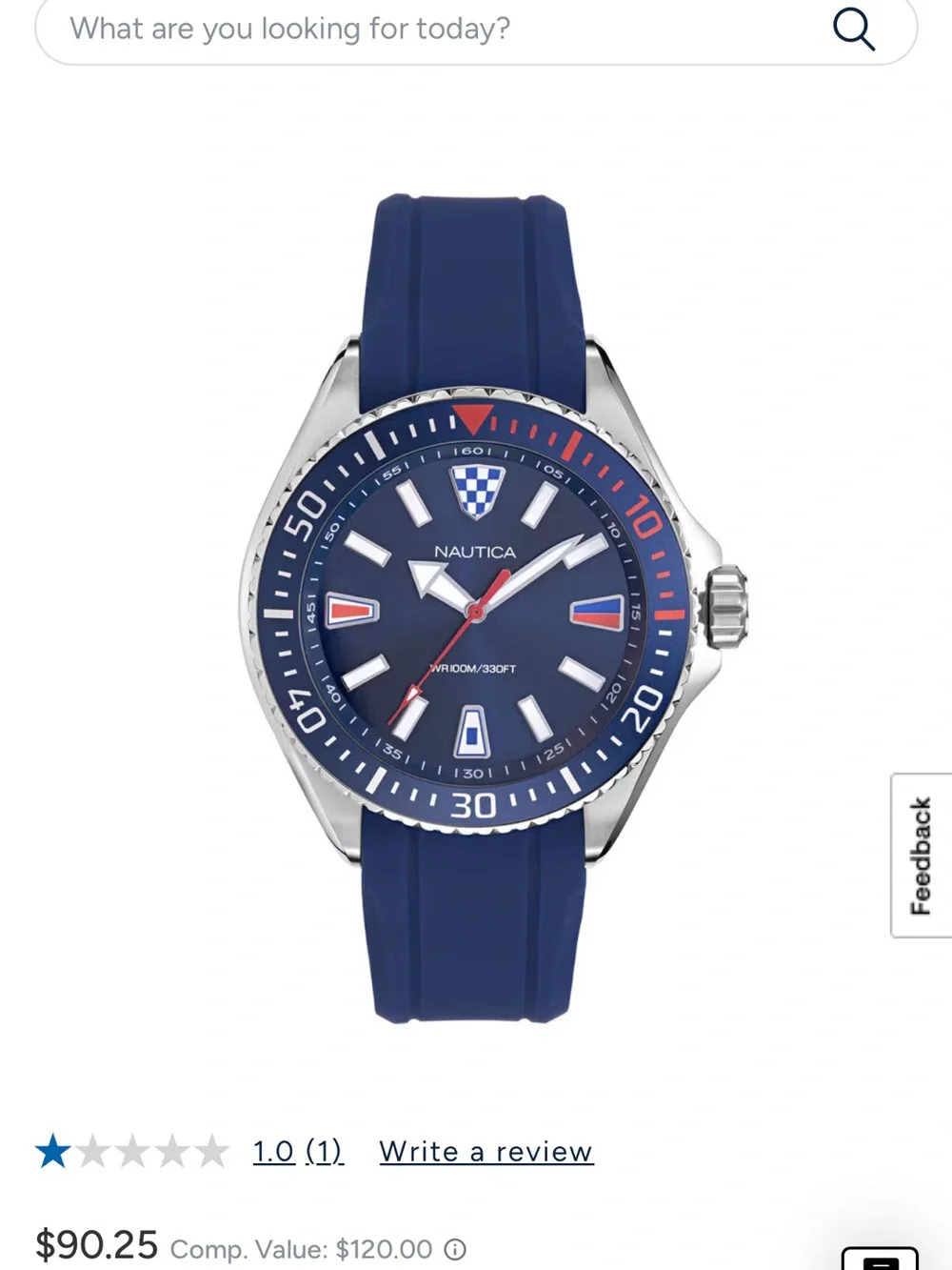 Nautica Blue Silicone Dive Watch with Red Accents